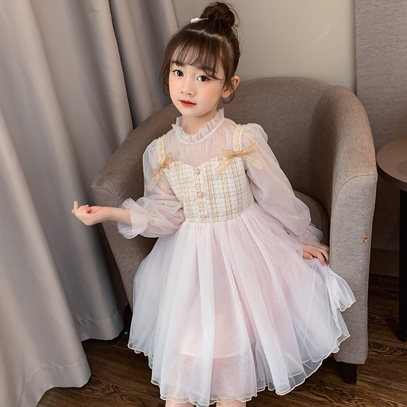 Korean girls' dresses spring and autumn 2022 new western style girl princess skirt fluffy gauze skirt super fairy children's skirt
