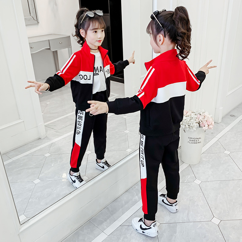 Korean girls' spring and autumn suits 2022 new children's western style net red fashion middle and big children's sports and leisure two-piece