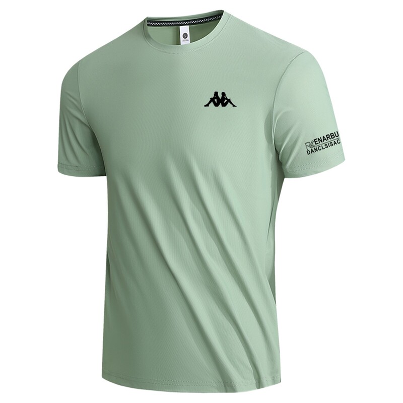 2026 New Kappa Short-Sleeved Sports T-Shirt for Men, Summer Ice Silk Air-Conditioning Clothing, Round Neck Breathable Fitness Quick-Drying Top