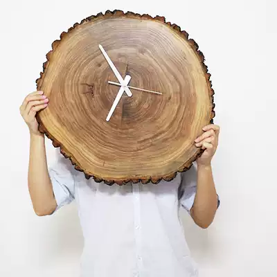 Super-large log annual ring clock simple creative wagai silent living room dining room lobby homestay bar clock