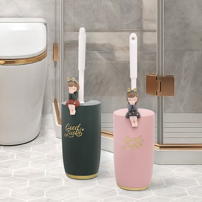 Creative light luxury makeup room toilet brush rack cute girl toilet shelf home no-punch cartoon decoration