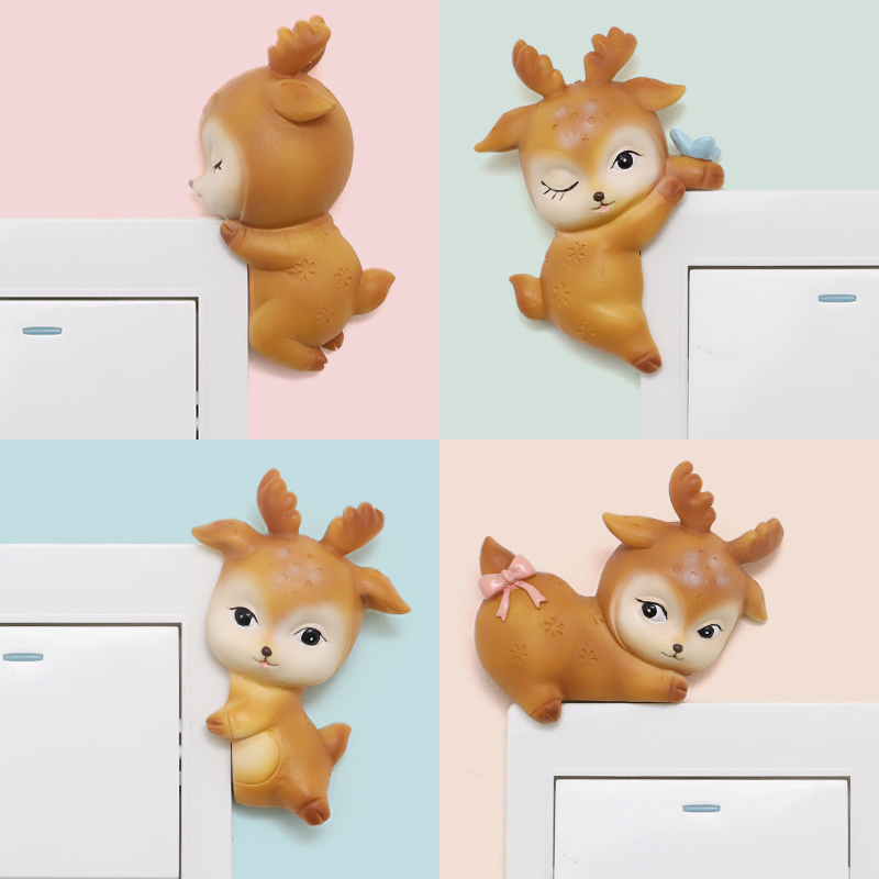 Switch sticker protective sheath Cute Cartoon Animal Deer Baby Wall Patch Decoration Bedroom Living Room Home Creative Socket Sticker-Taobao