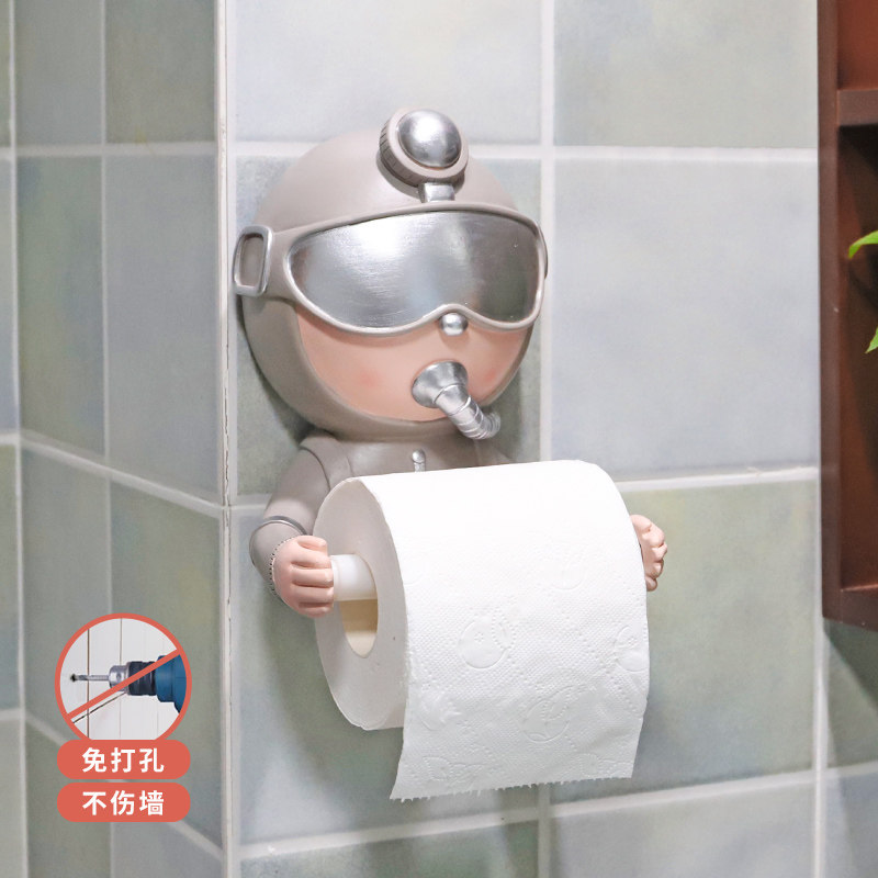Cartoon Diver Toilet Paper Shelving Creationist Makeup Room Paper Towels Box-Free Paper Towel Rack Cute Drum Toilet Paper Rack
