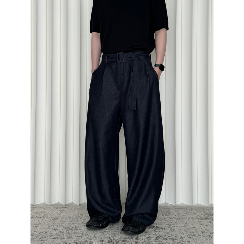 Rk8 Studio Belt Double-Pleated Three-Dimensional Casual Pants Niche Minimalist Drapey Scimitar Silhouette Long Pants Lyocell Rk8 Studio Belt Double-Pleated Three-Dimensional Casual Pants Niche Minimalist Drapey Scimitar Silhouette Long Pants Lyocell