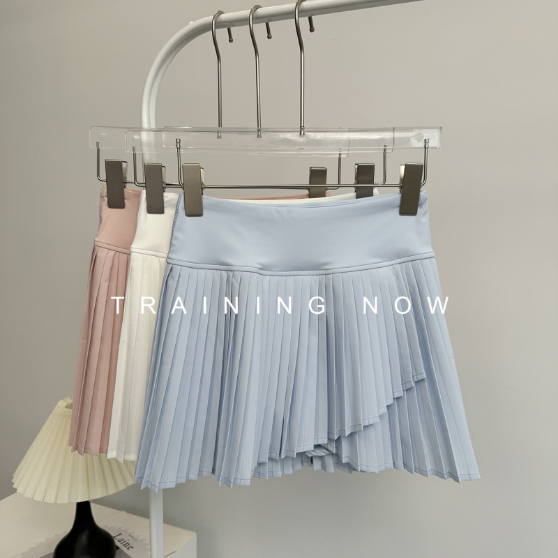 Sports Short Skirt for Women, Summer Pleated Yoga Skirt, Fake Two-Piece, Anti-Exposure, Fashionable Running, Fitness, Badminton, Tennis Skirt