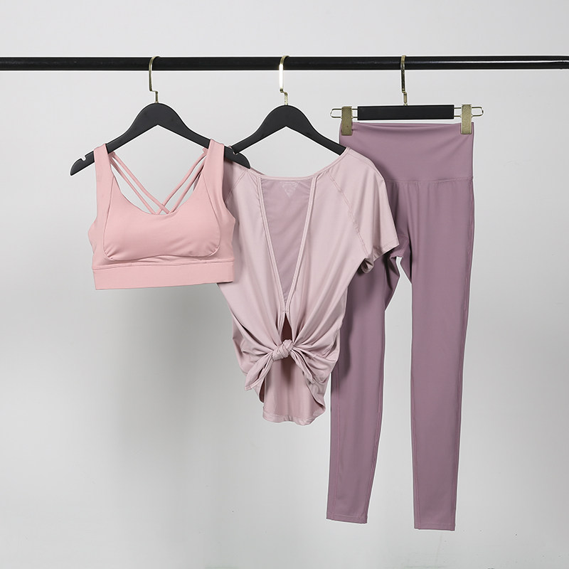 Yoga Suit Women's Professional High-end Fashion Nets Red Fitness Room Sports Loose Display Slim Summer Short Sleeve Morning Running Suit