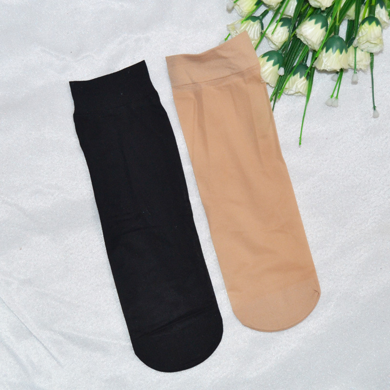 Red Bean Socks Simple Velvet Women's Solid Color 10D Summer Thin Mid-Tube Toe-Reinforced Skin-Colored Short Stockings