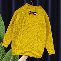 Autumn Winter New CUHK Boy Sweater Boy Girl High and low neckline Thickened Warm Pure Color Children Knit Bottom