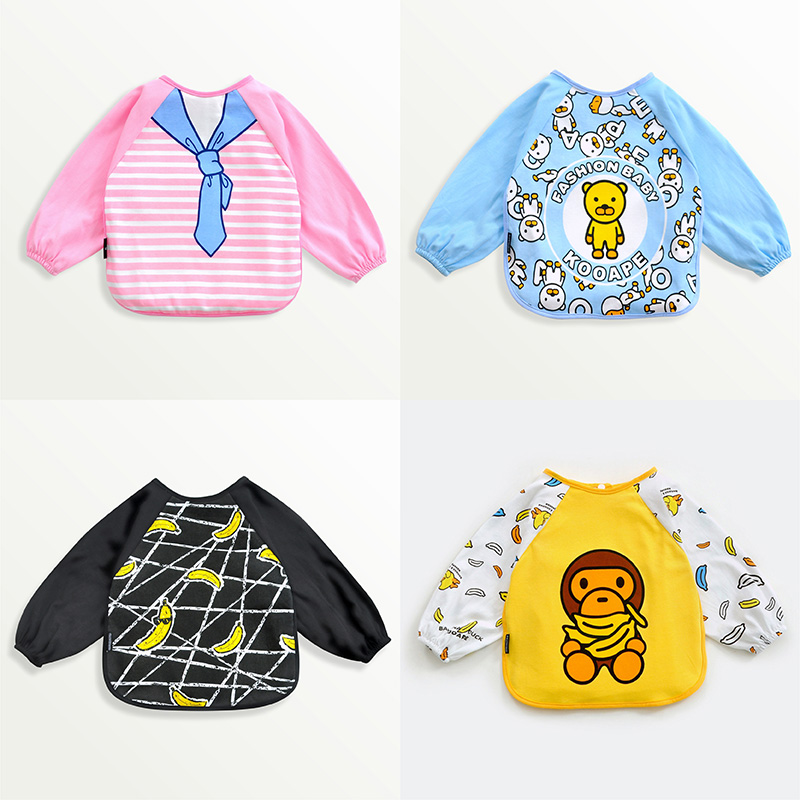 Baby anti-dress infant eating clothes male and female baby long sleeve protective clothing pure cotton waterproof rice clothes spring autumn winter apron-Taobao