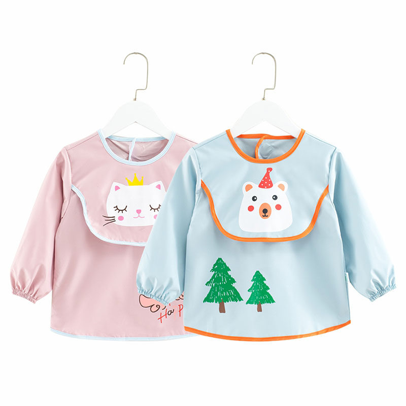 Children's waterproof coveralls, anti-dirty and anti-dressing, long-sleeved spring, autumn and winter painting clothes, baby eating clothes, bibs, children's aprons