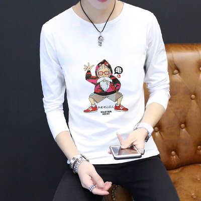Người đàn ông Hàn Quốc ngắn tay t-shirt nam ngắn tay nam dài tay cổ tròn T-Shirt xu hướng đáy áo mùa hè cotton nửa tay quần áo nam Áo phông dài