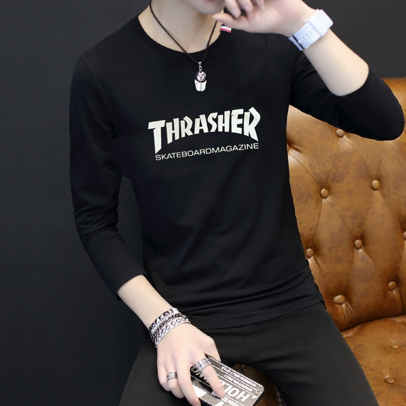 Mùa xuân dài tay t-shirt nam kích thước lớn nam T-Shirt vòng cổ sinh viên đáy áo mỏng người đàn ông dày của quần áo nam áo thun adidas