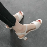 Сандалии, обувь, летние универсальные туфли на высоком каблуке для кожаной обуви, из натуральной кожи, 2022 года