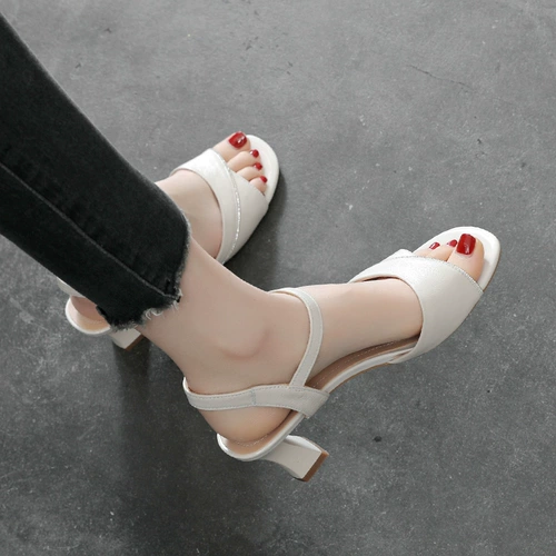 Сандалии, обувь, летние универсальные туфли на высоком каблуке для кожаной обуви, из натуральной кожи, 2022 года