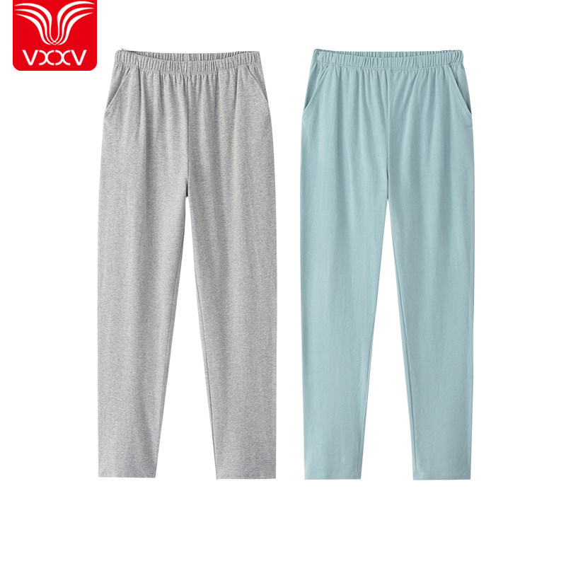 Summer cotton pajamas women's home thin one-piece large size loose home can be worn outside gray summer air conditioning trousers