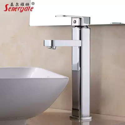 Square basin faucet Hot and cold all copper bathroom washbasin basin faucet Plus high bathroom hand washing faucet