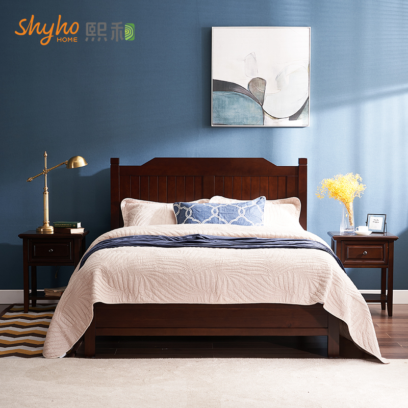 Xihe American bed solid wood bed 1 35 1 5 meters drawer box bed double bed children's bed cherry wood furniture