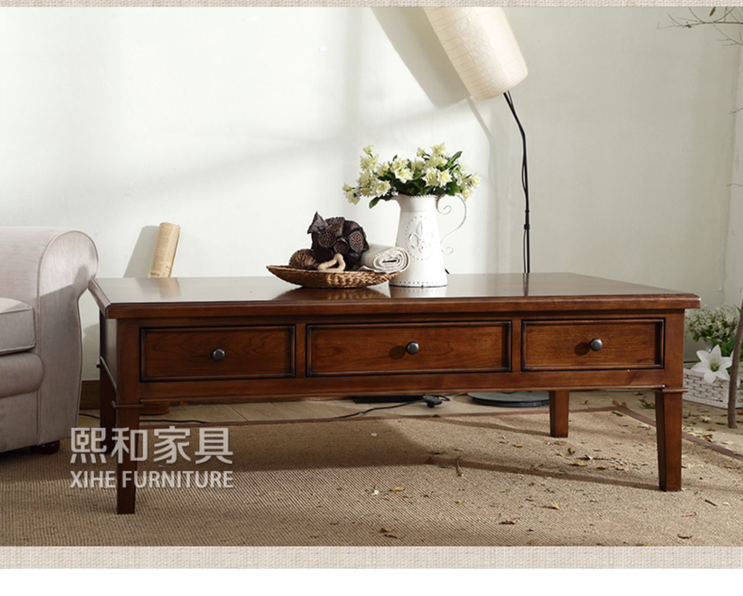 Tất cả bàn cà phê gỗ rắn Bàn trà Mỹ phòng khách đơn giản bên một số bàn trà châu Âu ngăn kéo lưu trữ trà Taihe và đồ nội thất - Bàn trà bàn uống nước