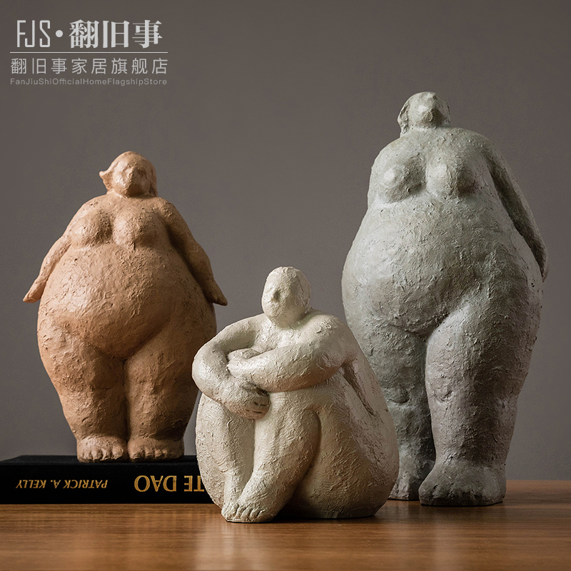 Fat woman modern light luxury craft gift ornament Nordic bookshelf wine cabinet entrance model room ornament sculpture art ornament