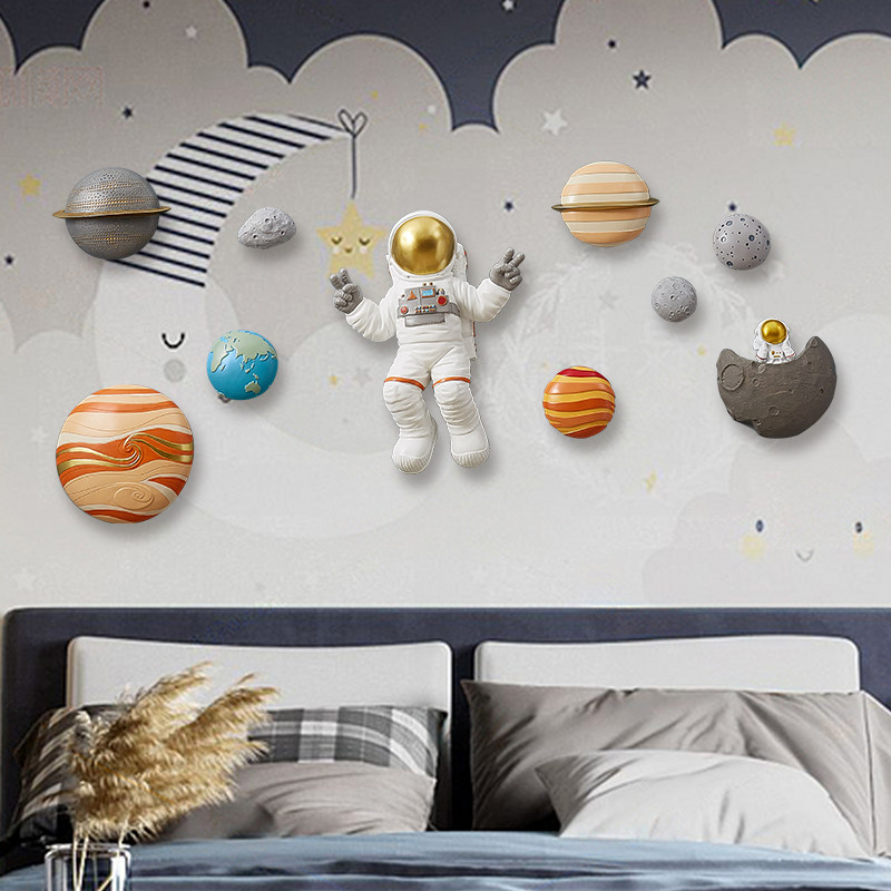 Nordic astronauts 3D three-dimensional hanging living room TV background wall decoration hanging decoration children's room Wall Wall Wall