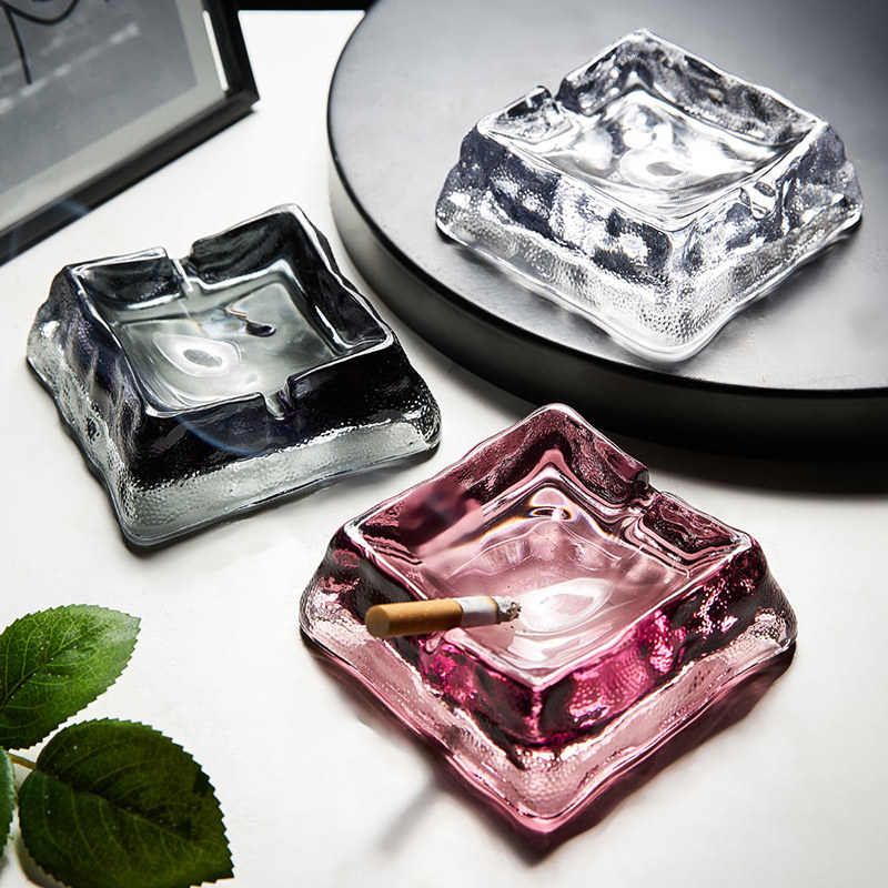 Nordic Smoking Ash Trays Creativity Personality Trend Glass Home Living Room Office Ins Brief Modern Nets Red Tobacco Cylinders