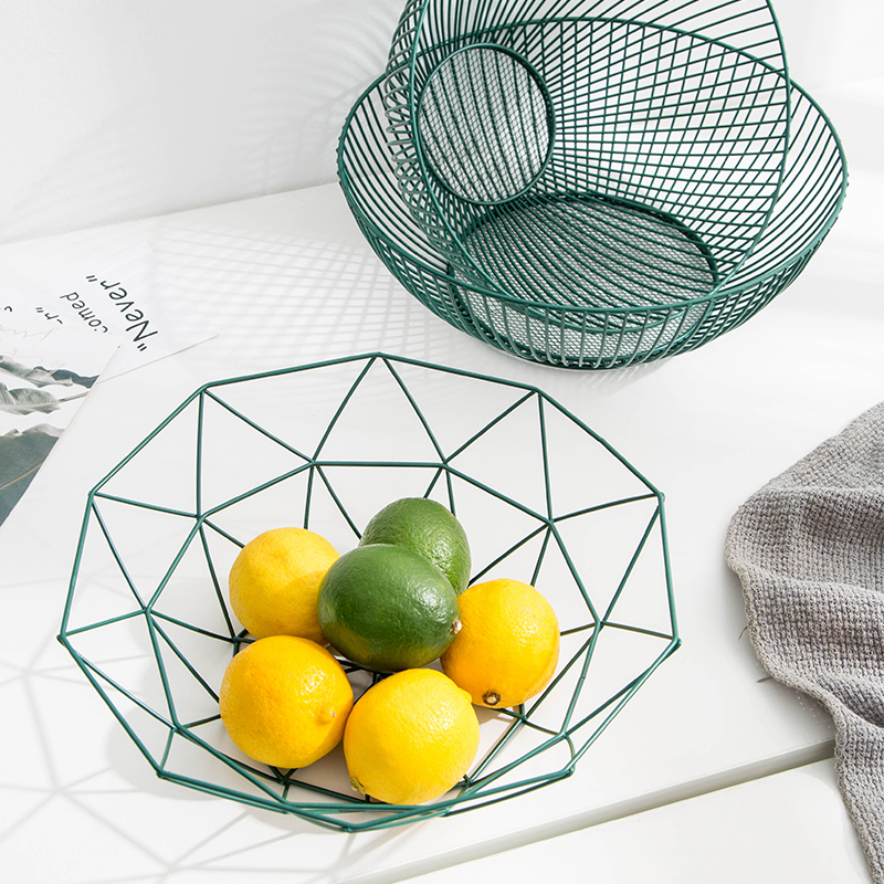 Nordic style fruit basket wrought iron storage basket fruit plate snack plate light luxury living room coffee table dining table tabletop decoration