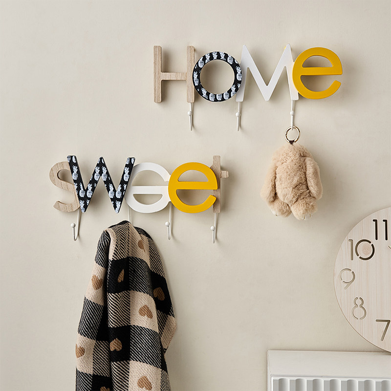 Creative key storage wall hanging Nordic simple entry porch clothes hook bedroom living room wall shelf hook