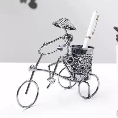 Creative smooth wrought iron pen holder office crafts decoration modern home bookcase desk decorations