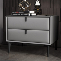 Nordic solid wood bedside table modern simple double-layer net red lockers small bedroom Italian leather storage cabinet