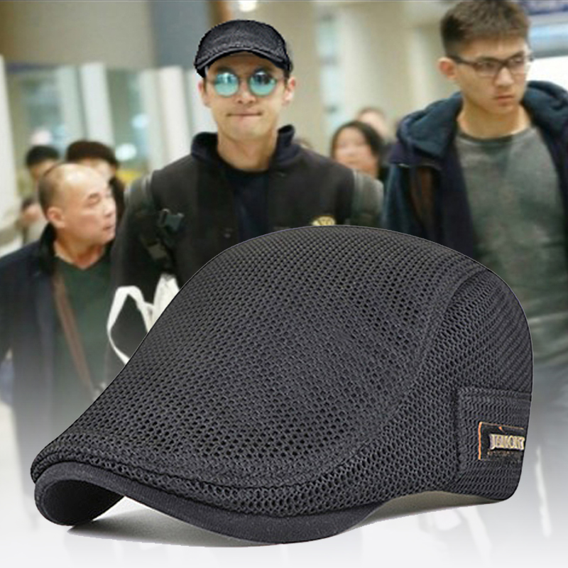 Hat Men Spring Summer Thin style Casual Forward Duck Tongue Cap Berets Youth Mesh Hollowed-out Breathable Sun Hat