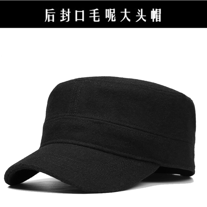 Rear sealing flat cap men's large head circumference woolen winter hat full sealing tide cap autumn and winter casual warm peaked cap tide