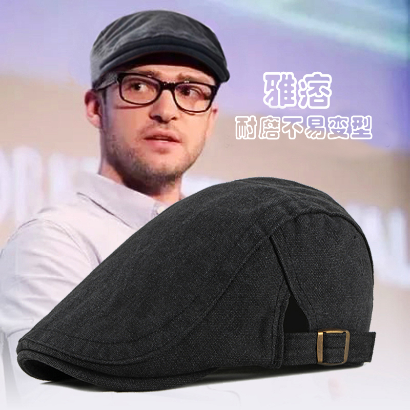 Men's yuppie cap British retro beret autumn and winter washed canvas forward cap fashion middle-aged painter hat