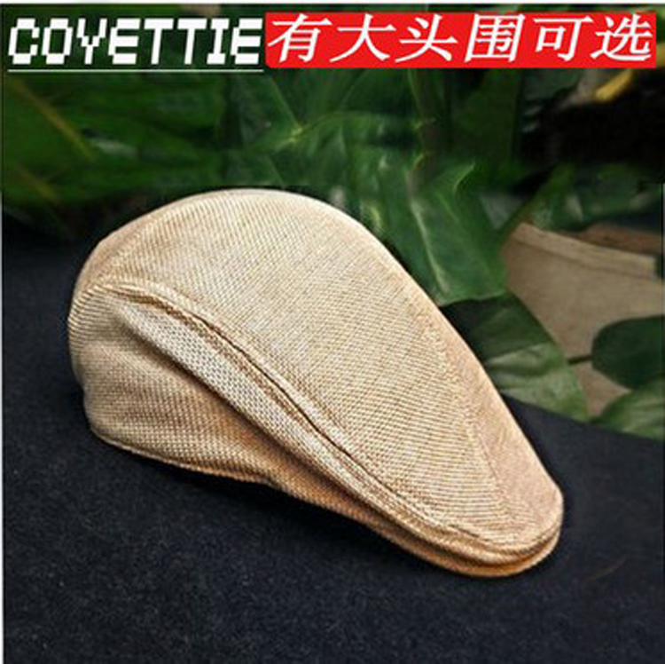 Summer peaked hat men's breathable sun hat baseball cap European version big head forward cap linen cool female painter hat