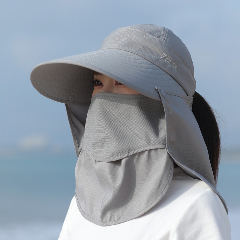 Anti-UV shading hat female summer cover with tea protection neck anti-dust mask Outdoor bicycling sunscreen sunscreen