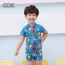 OOK Boy swimsuit One-piece sunscreen Korean childrens swimsuit Baby cute cartoon printed childrens swimsuit