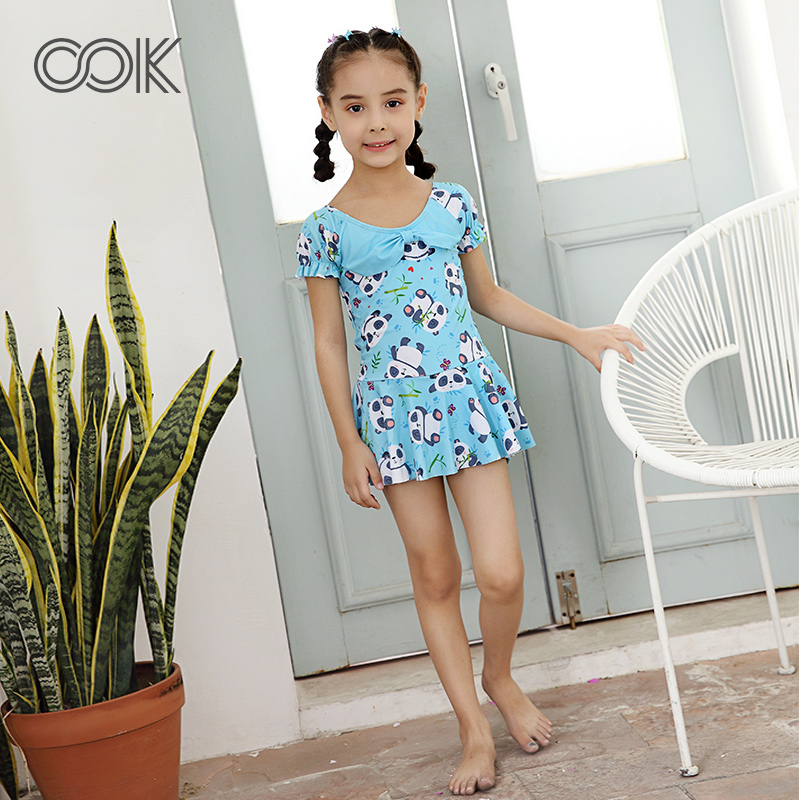 OOK Children's swimsuit girl swimsuit one-piece butterfly knot princess dress style baby cute panda printed swimsuit