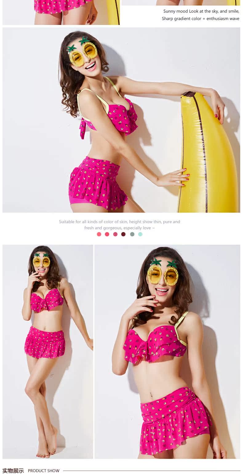 OOK áo tắm nữ cảm giác bikini váy thép tấm Hàn Quốc chia áo tắm ngực nhỏ thu thập bộ đồ tắm mùa xuân nóng - Bikinis bộ đồ bơi dài tay