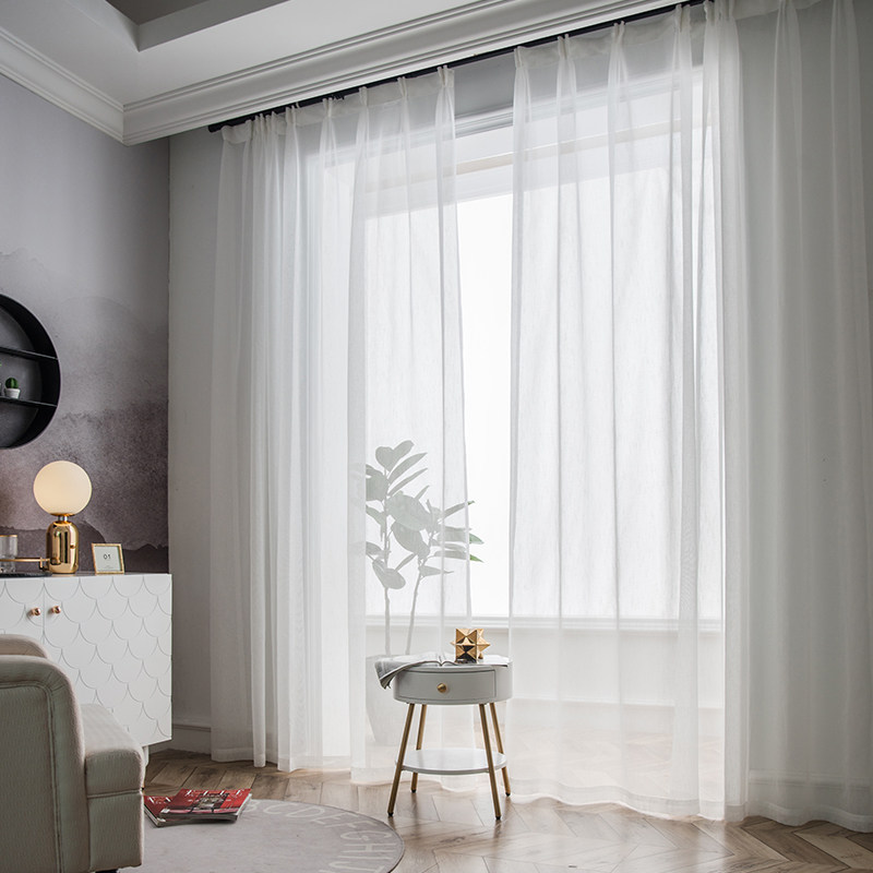 Yarn Curtain Yarn Curtain Balcony Yarn Livingroom Bedroom White Sand Partition Veil Blindlight Non-Transparent-Floor Floating Window White