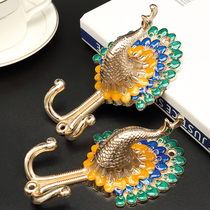Wall hook curtain adhesive hook colorful peacock European curtain adhesive hook living room decoration wall hook curtain strap hanging ball hook