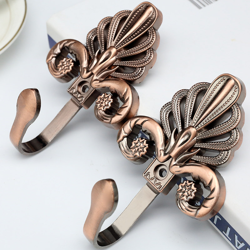 European curtain hook Wall hook Alloy leaf curtain hook Hook hook Curtain strap tie ball Home coat hook