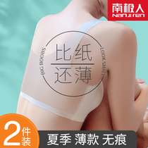 No trace underwear womens thin summer cool feeling no steel ring gathering sports vest style big chest show small text bra ultra thin