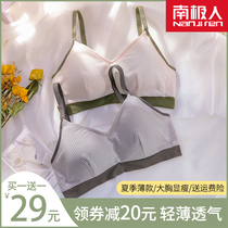 Sports underwear womens thin summer big chest show small bras gather students high school girls without steel ring bra bra