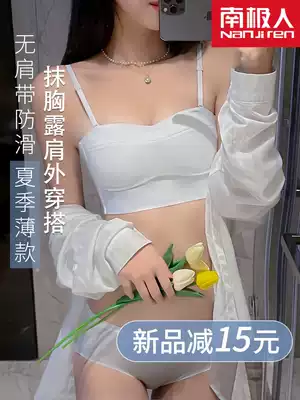 Strapless bra-style underwear women's thin summer big chest display small gathering non-slip breast wrap invisible bra ultra-thin