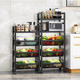 Multi-Layer Floor-Standing Kitchen Storage Rack, Multi-Functional Vegetable Basket, Household Vegetable Storage Rack, Mobile Oven and Microwave Rack