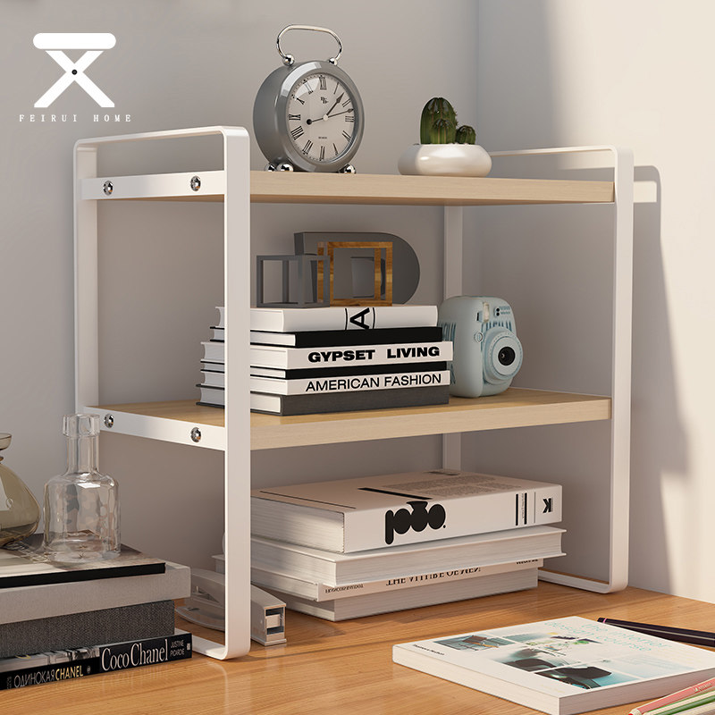 Bookshelf desktop rack office multi-layer finishing rack desk storage net red bookcase simple small iron art