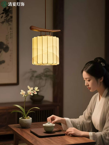 2026 New Model Song-Style Aesthetic Restaurant Pendant Light, New Chinese-Style Retro Fabric Chinese-Style Living Room, Tea Room, Study Lamp