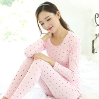 Cotton cotton nữ sinh trung học Qiuyi Qiuku bộ đồ lót nhiệt phần mỏng Slim áo len cotton kích thước lớn đồ bộ cho người 60 tuổi