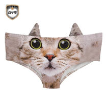 Zohra European and American hot selling animal pattern polyester ear underwear 3d digital cat print triangle shorts