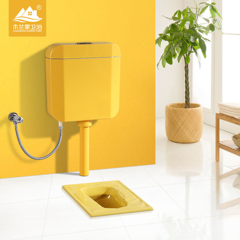 Mulanjia kindergarten squat toilet ceramic color children's squatting pit with water tank S-bend engineering set children's toilet