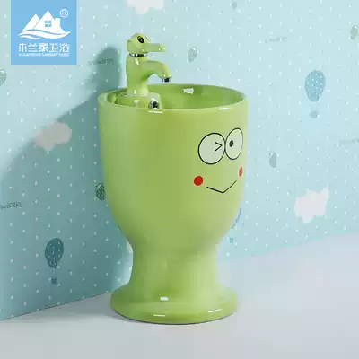 Mulan home children column basin ceramic color cartoon kindergarten sink table outdoor integrated washbasin